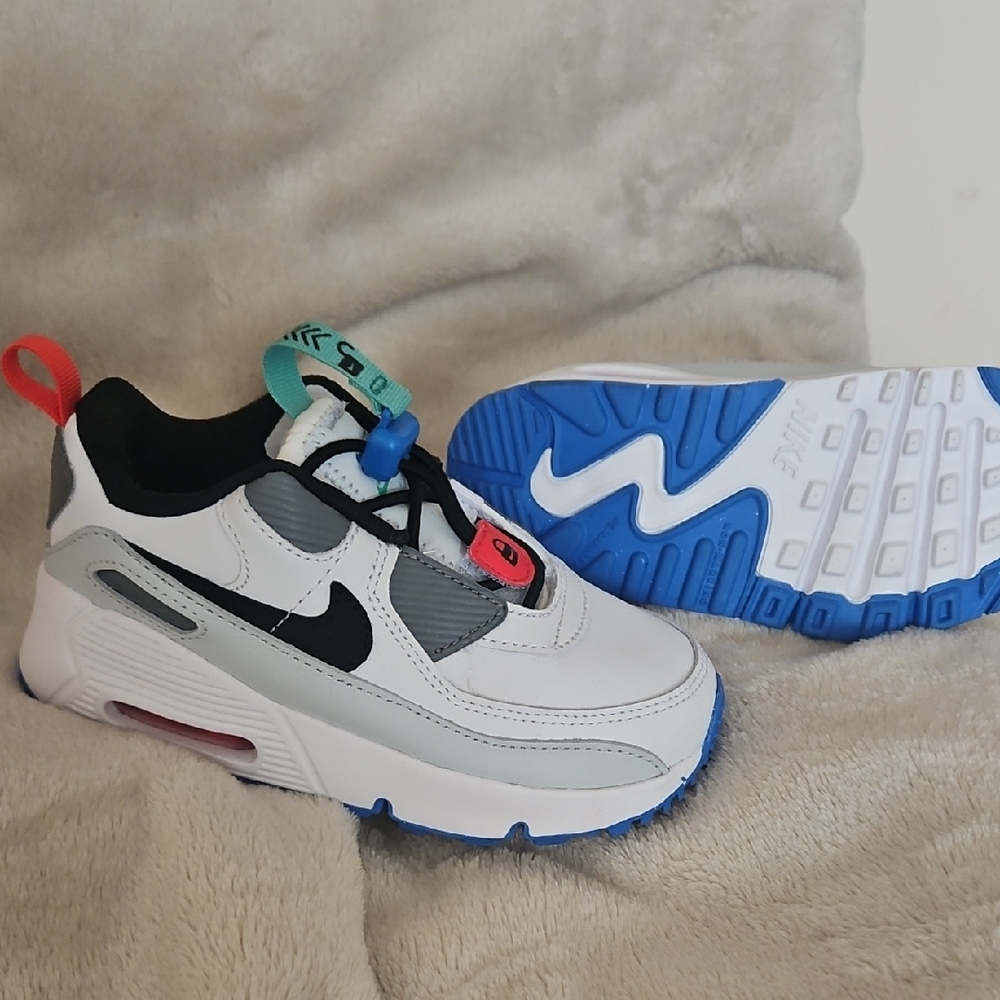 Nike Kids' White, Black, and Blue Sneakers